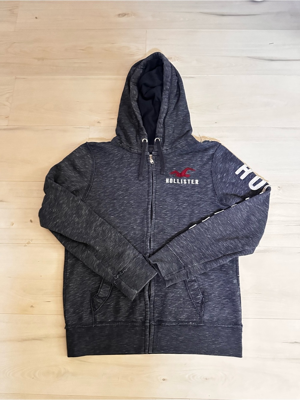 Hollister Dark Navy Heather Zip Hoodie Size Small 0555